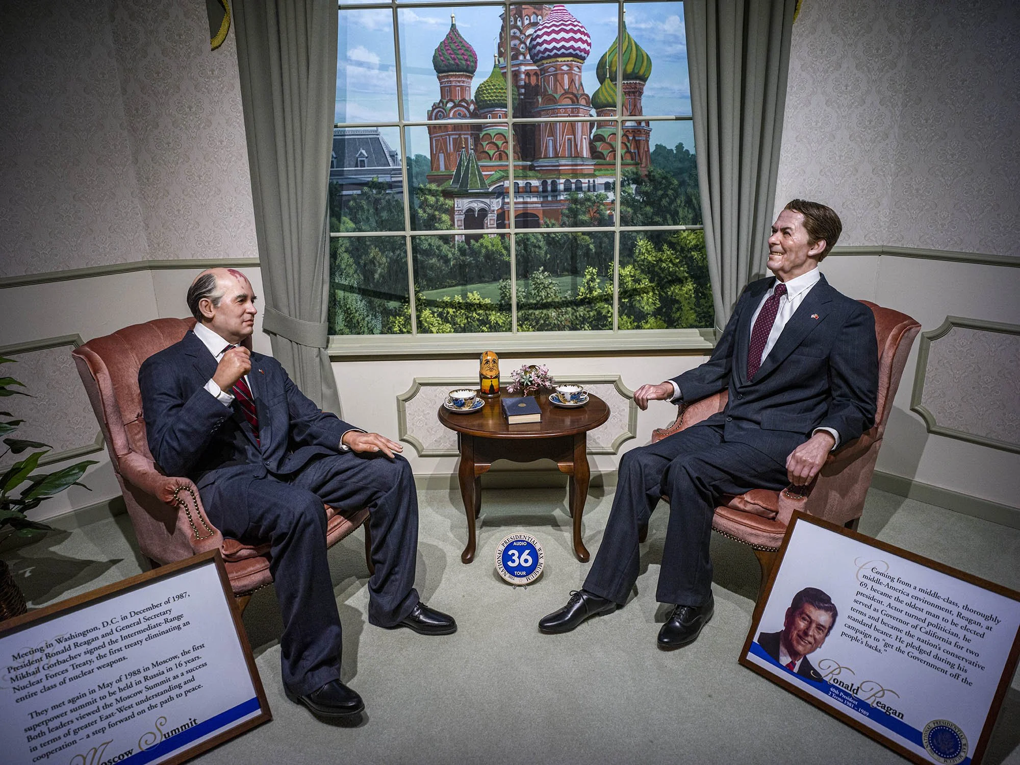 Reagan and Gorbachev wax figures, National Presidential Wax Museum. Keystone, South Dakota. 2020.