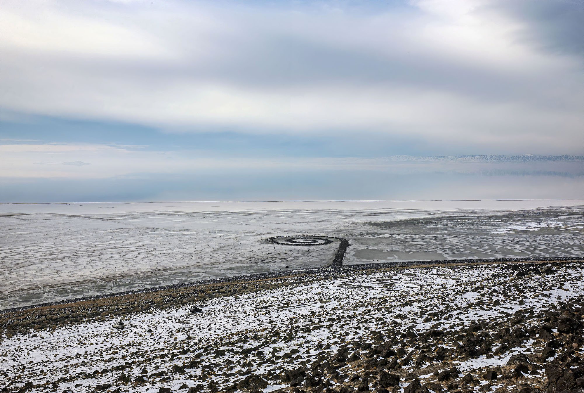 Spiral Jetty, Great Salt Lake. Sculpture by Robert Smithson. Near Rozel Point, Utah. 2008.