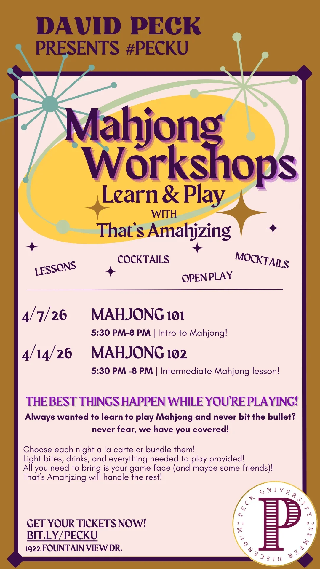 Peck U Mahjong Workshops with David Peck
