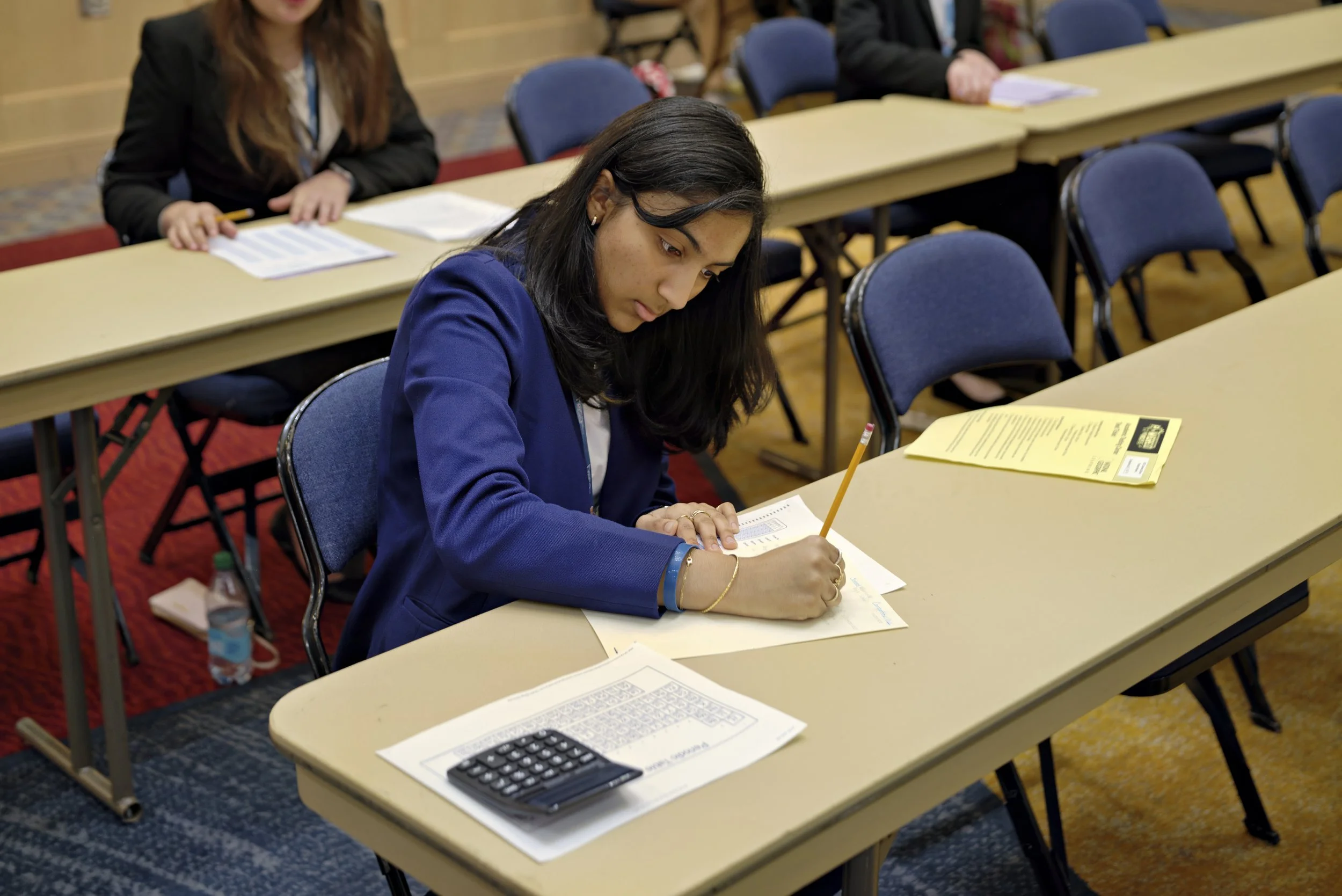 A HOSA competitor takes a written exam as part of HOSA's Competitive Events Program.