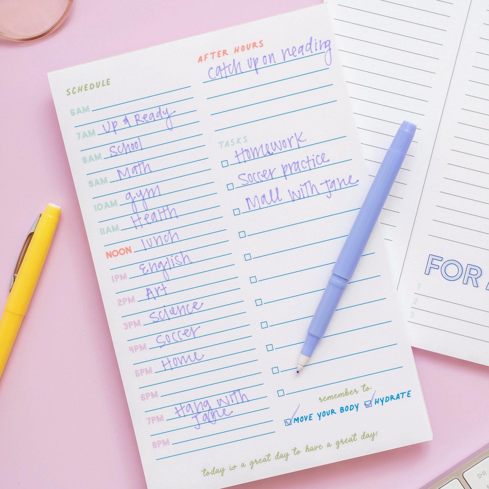 Hourly Schedule Notepad