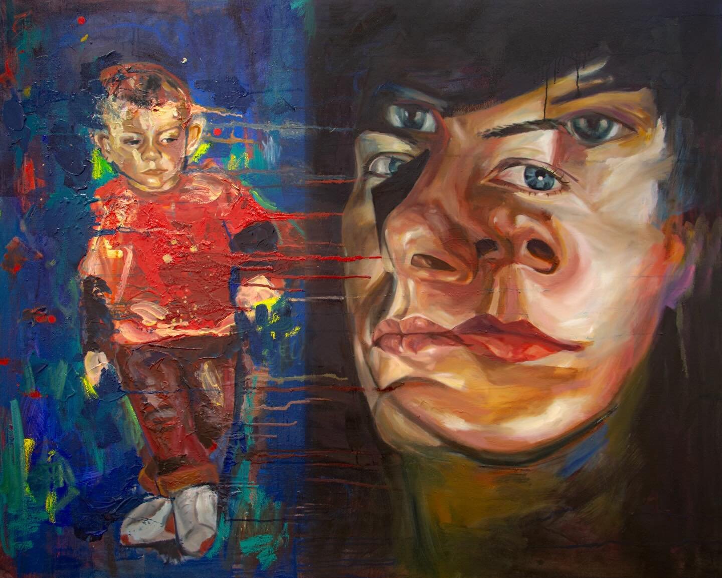 &ldquo;The Past Bleeds Forward&rdquo;
150cm x 120cm

This painting will be included in my degree show so make sure you are there on 23rd-30th of May to see it in person. 

Limited prints (editions of 5) of this will be available on my website and the