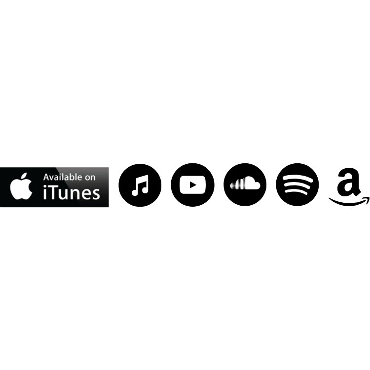 Black background with white text promoting the app store. Black Apple logo with text 'Available on iTunes' and a white Apple logo.