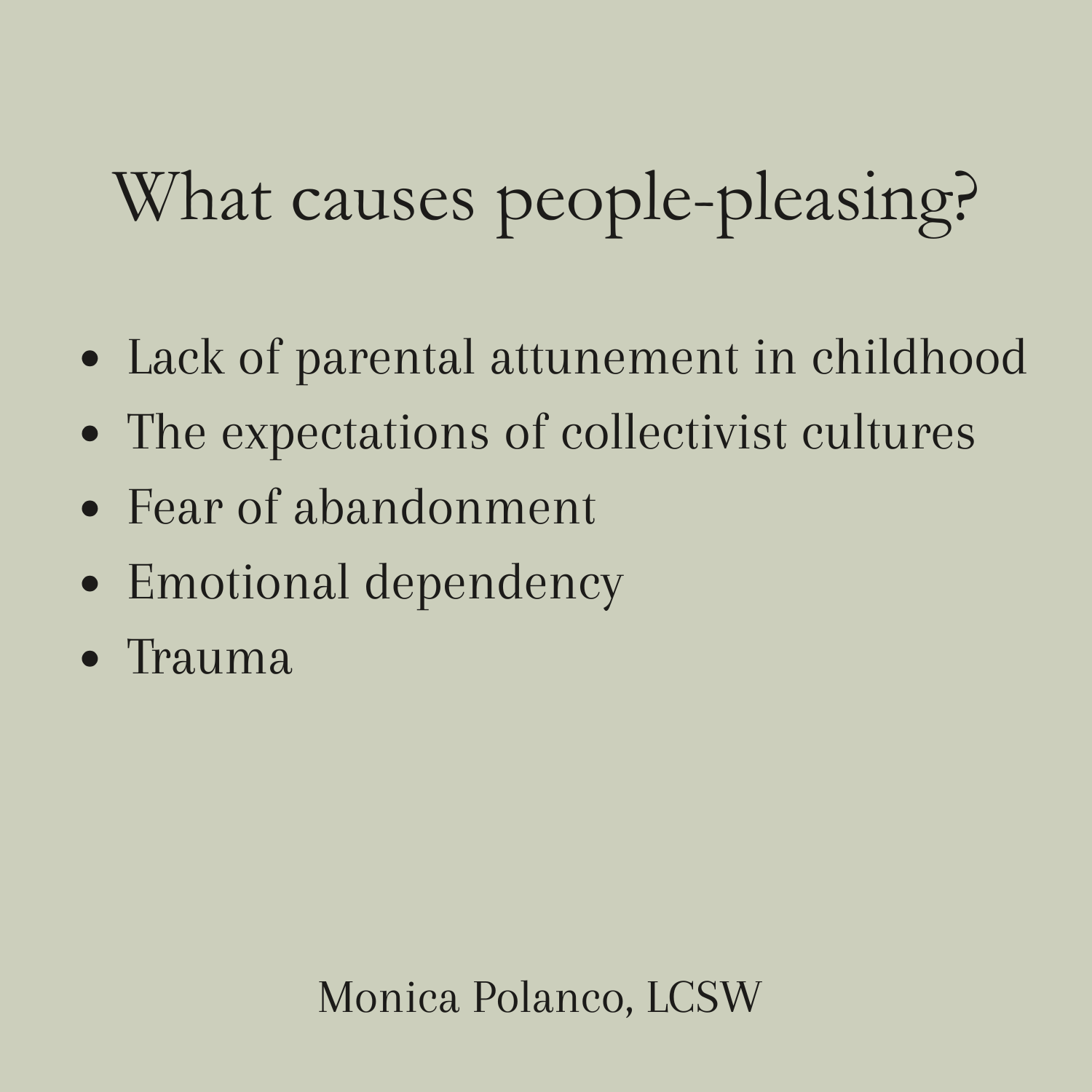 Graphic explaining people-pleasing causes.