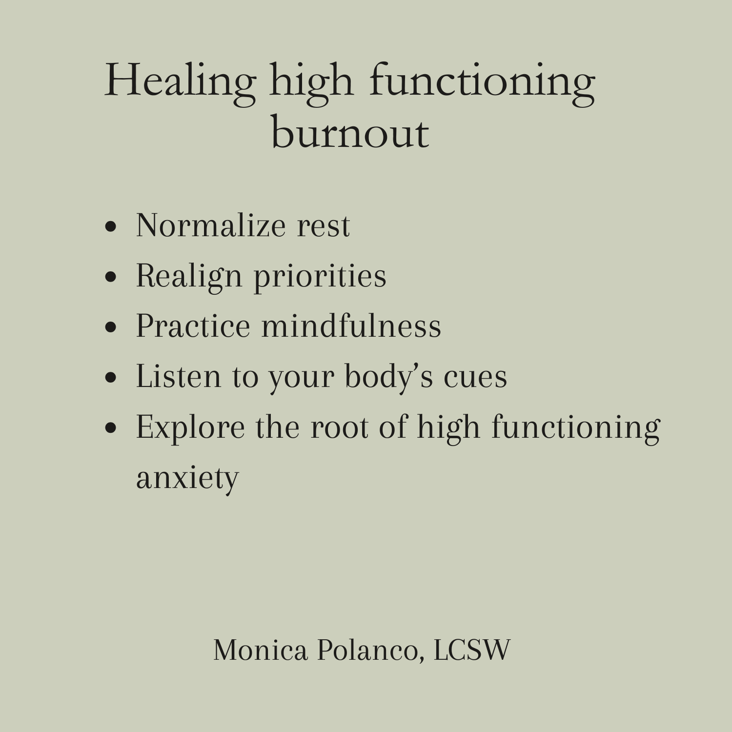 Graphic listing ways to heal high-functioning burnout.