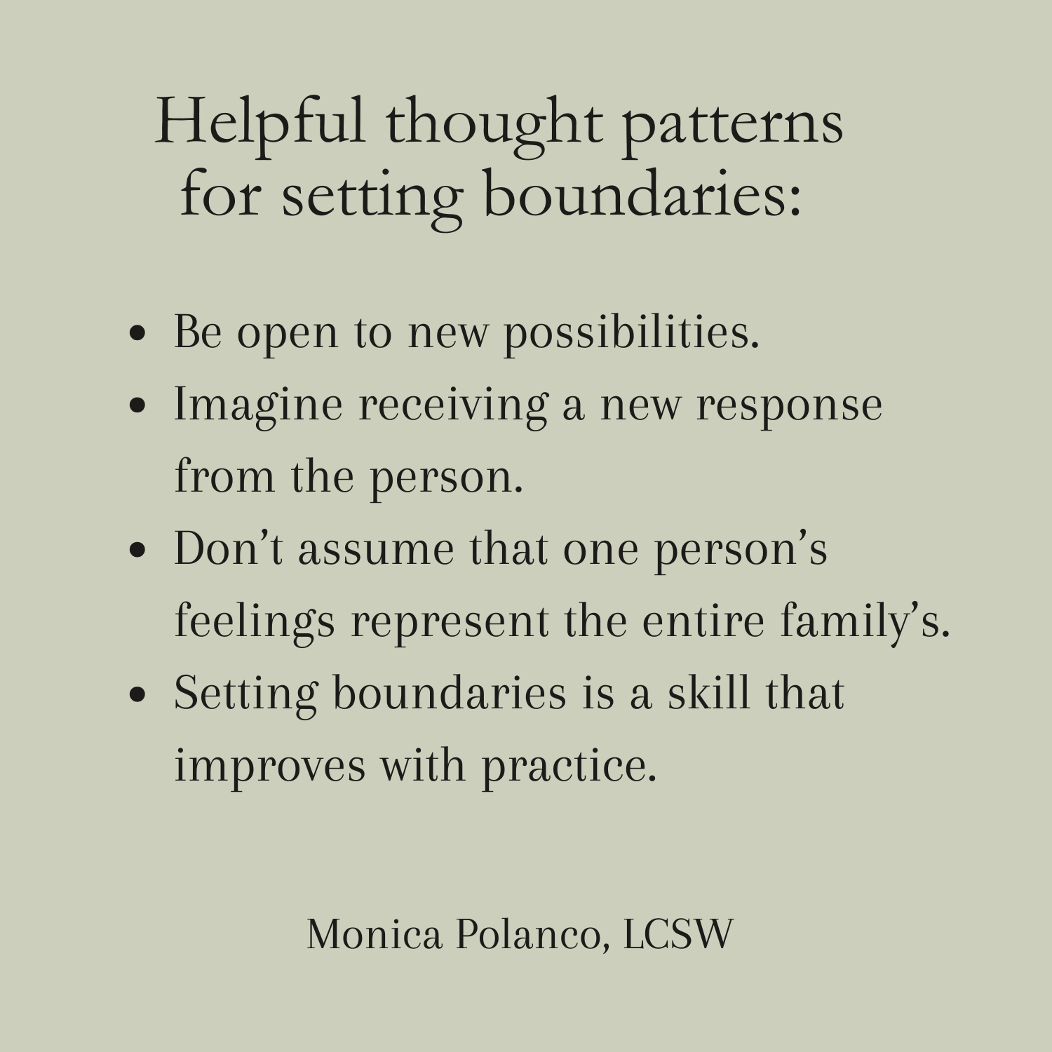 Graphic listing mindsets that help with boundary setting.