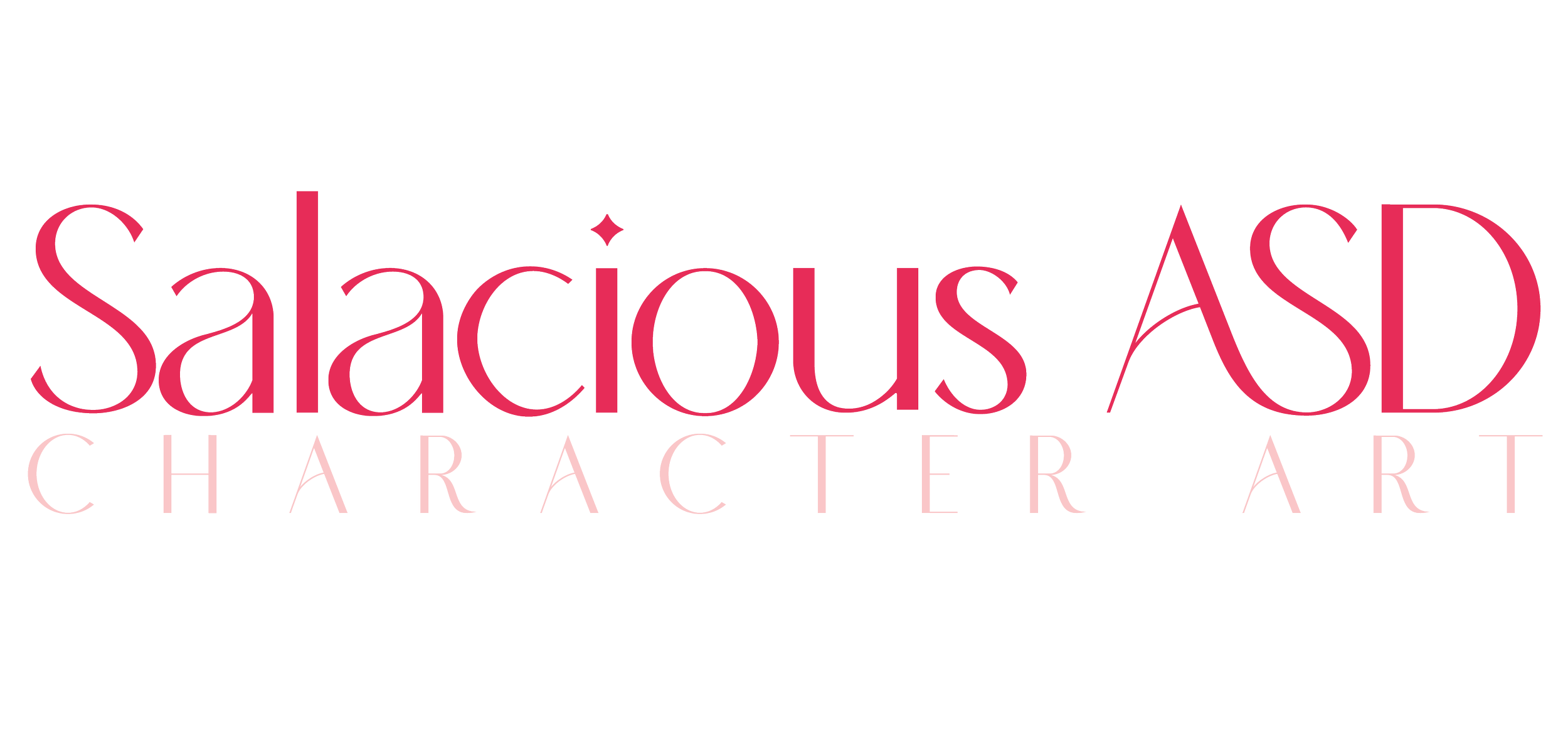 Logo for Salacious ASD Character Art with stylized pink and black text.
