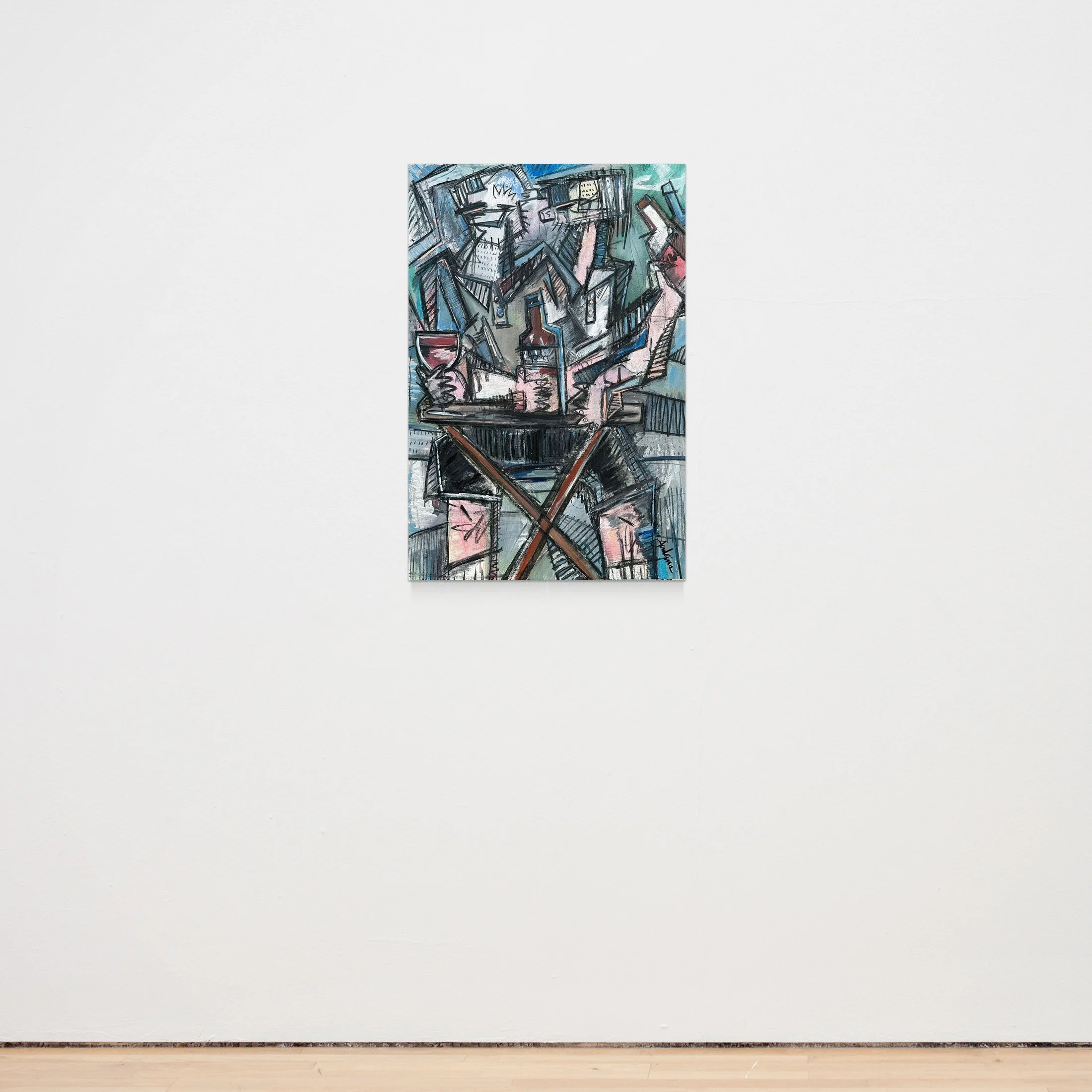 “Borrowed Confidence” 36 × 24 x 1.5 in Oil, Acrylic & Mixed Media on canvas (2026) $1,100.00