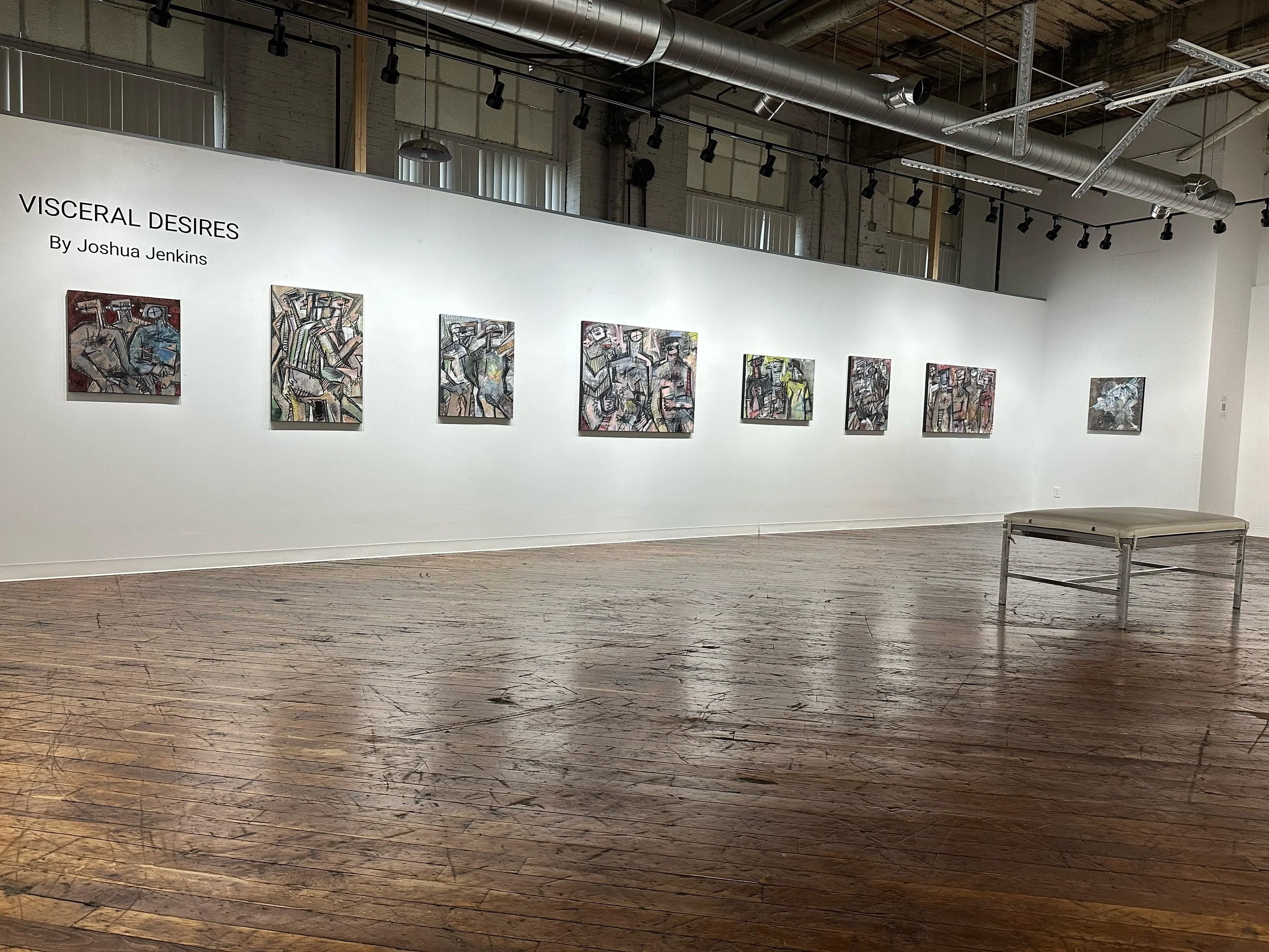 The exhibition Visceral Desires hanging up at KORE Gallery (louisville, KY) in June 2026.