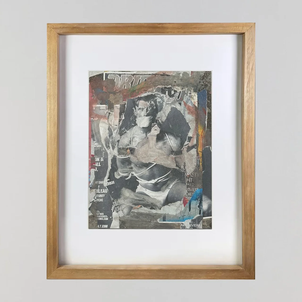 An contemporary mixed media collage by Joshua Jenkins of gay masculine themes inspired by urban decay, tighty whities, bondage, sex, gay, vintage