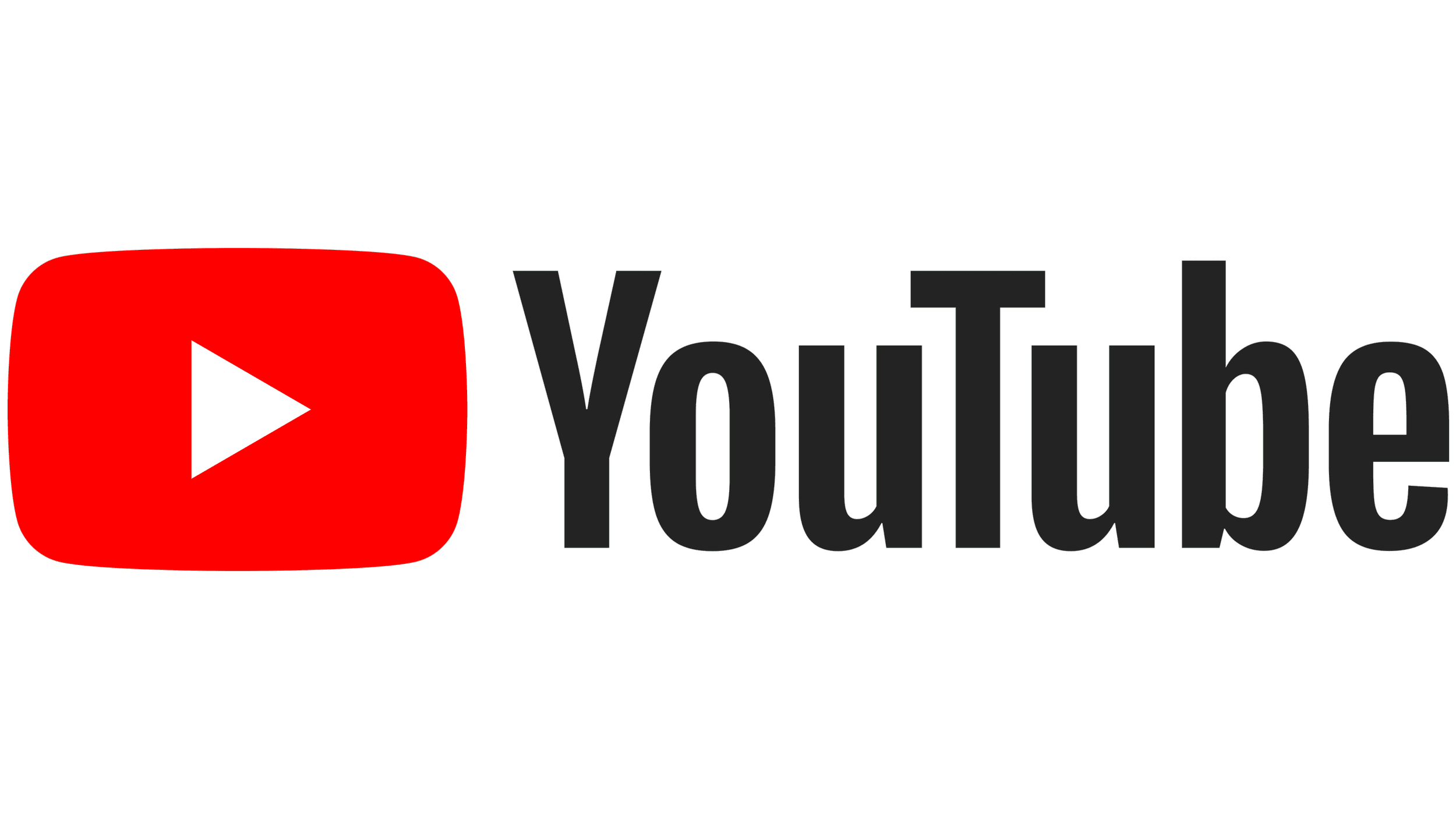YouTube logo with red play button and black text