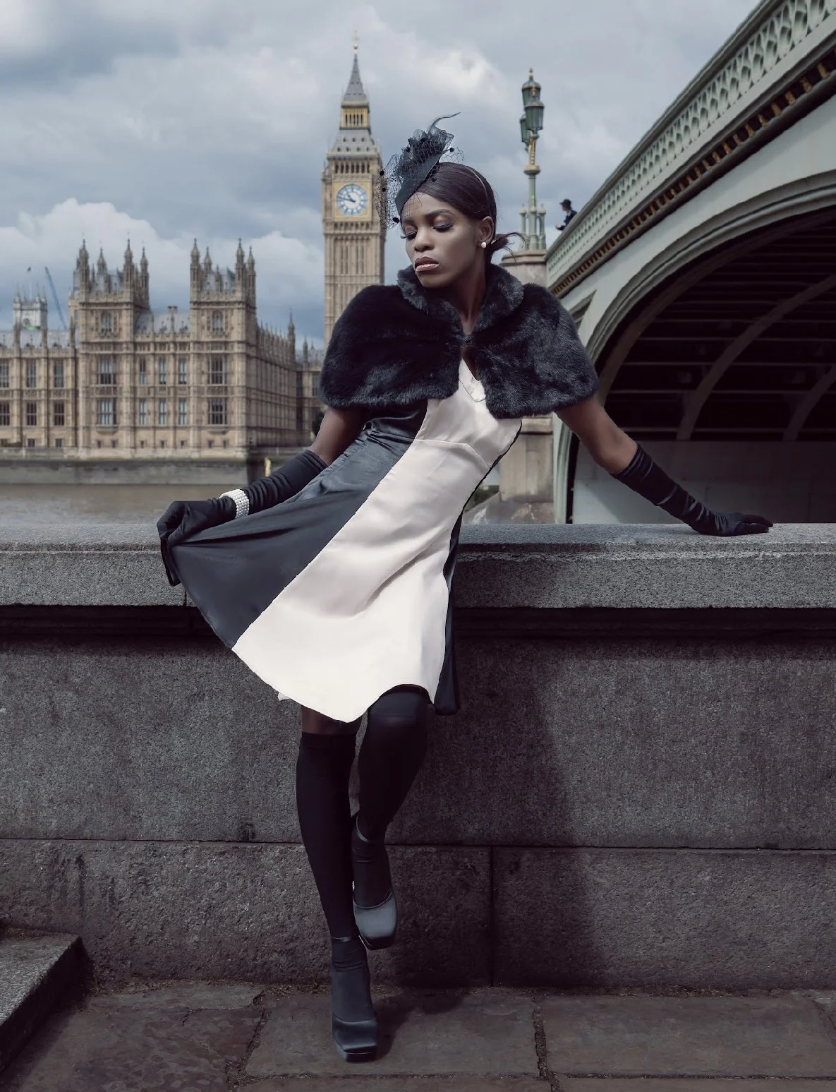 Evening Gown, Black/White