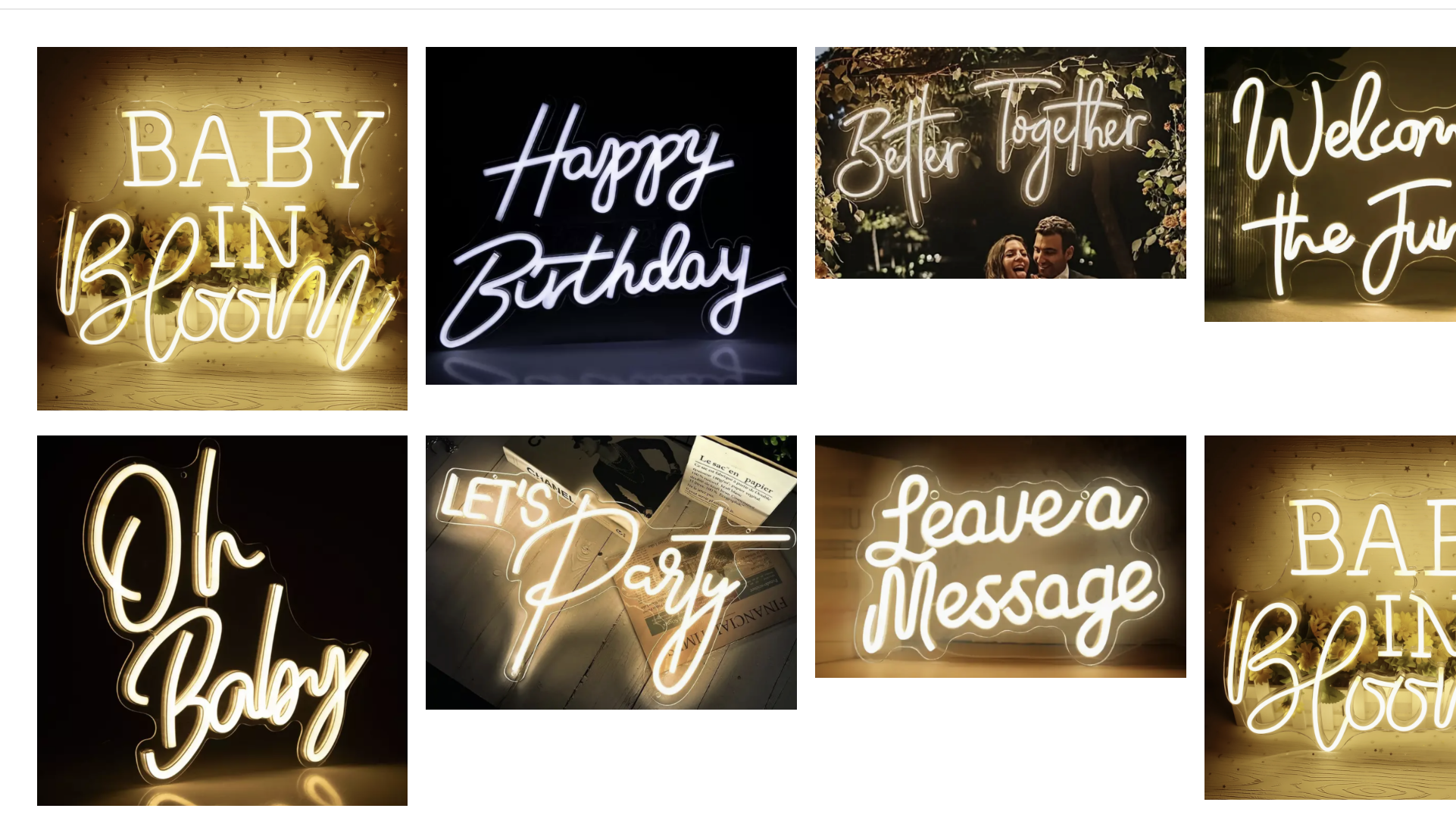 Light Up Signage - Assorted Options - Warm White