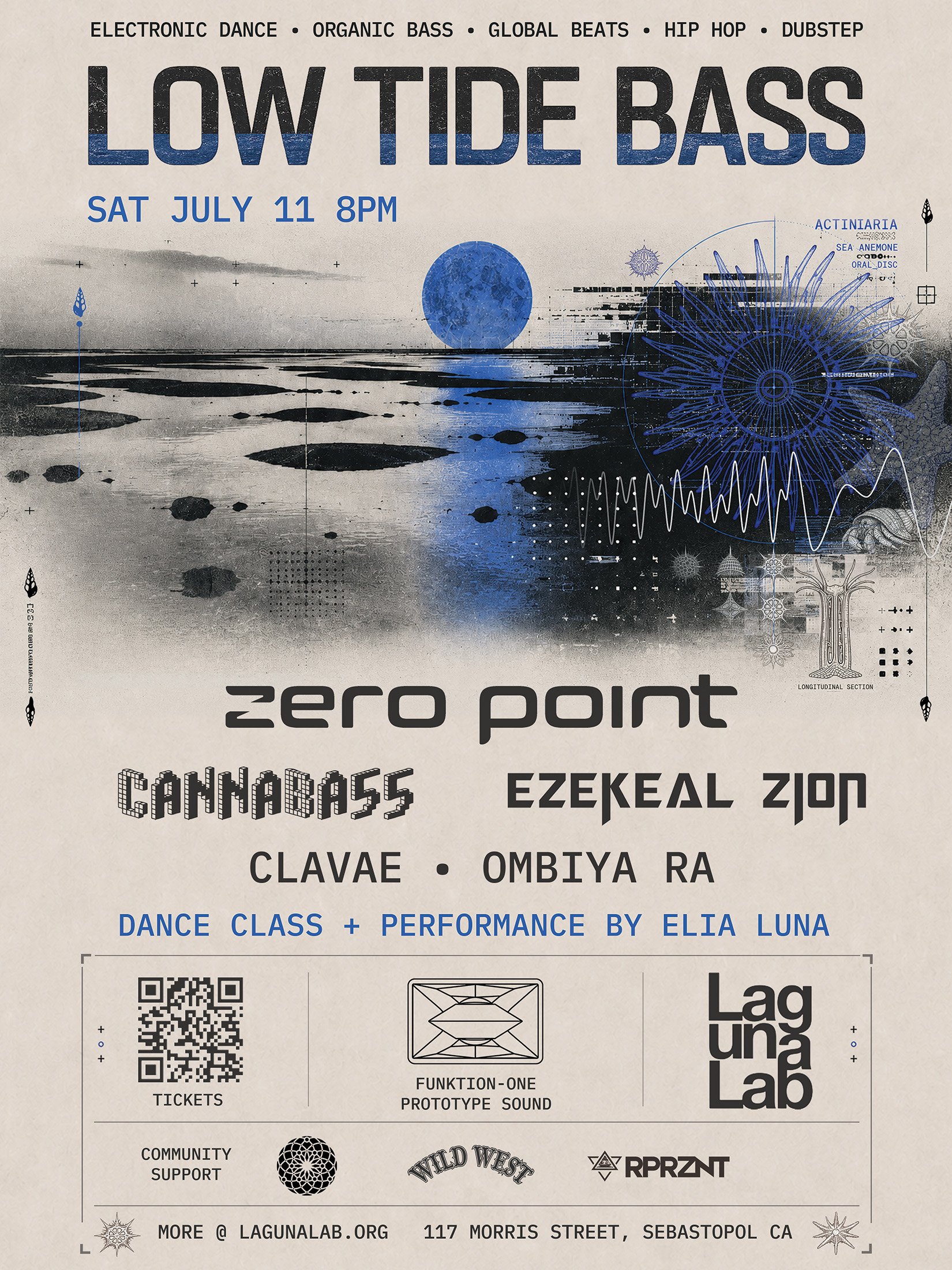 Low Tide Bass: Zero Point, Ezekeal Zion, Ombiya Ra, Clavae, Elia Luna Dance Class + Performance