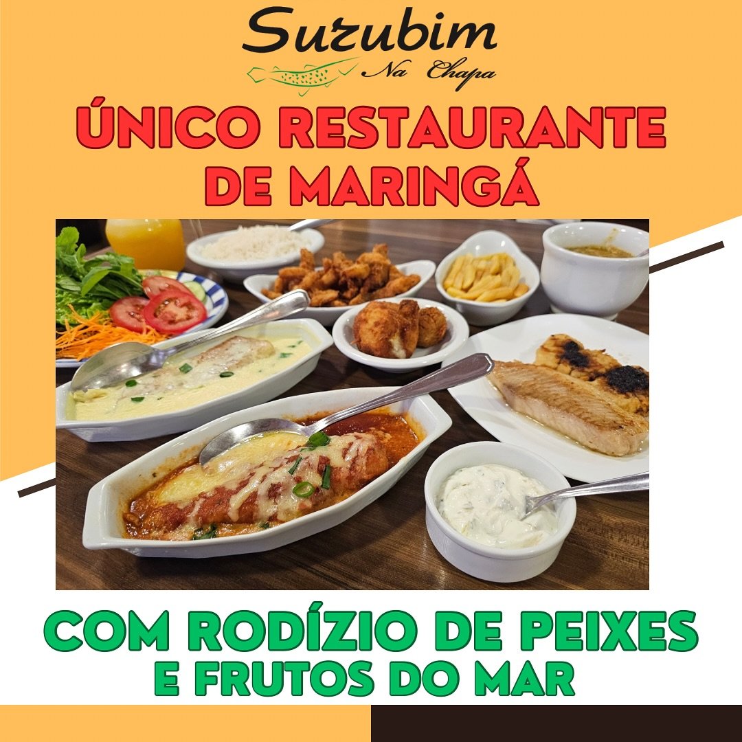🐟 Rod&iacute;zio de Peixes e Frutos do Mar 🍤
O verdadeiro sabor do mar est&aacute; aqui! 😋

Somos o &uacute;nico restaurante de Maring&aacute; e regi&atilde;o que oferece rod&iacute;zio completo de peixes e frutos do mar, com pratos preparados na 