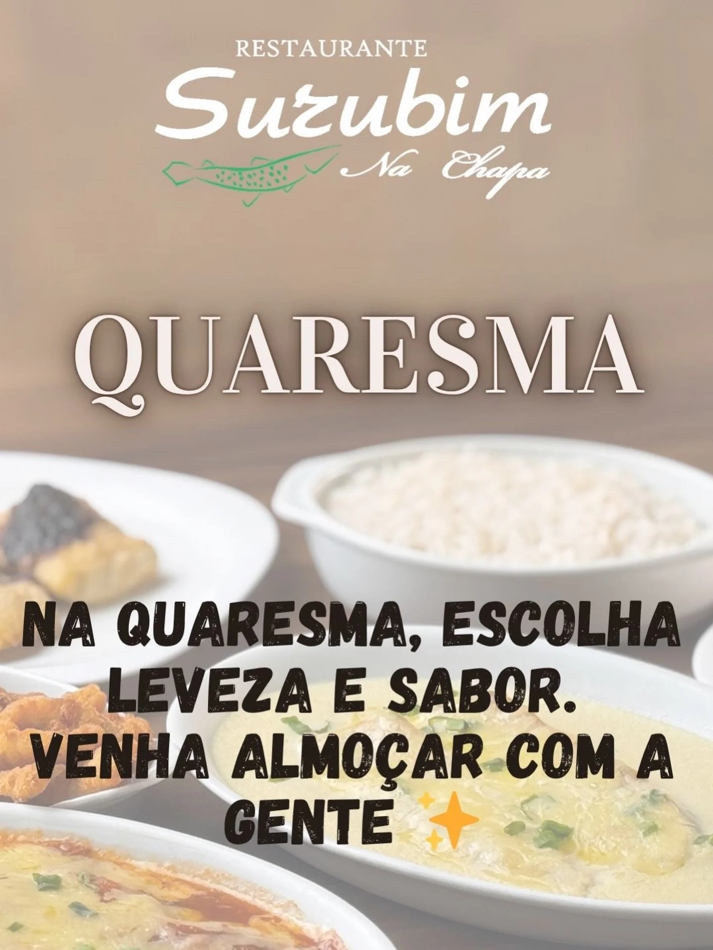 ✨ Quaresma &eacute; tempo de reflex&atilde;o&hellip; e tamb&eacute;m de boas escolhas &agrave; mesa! ✨

Que tal reunir a fam&iacute;lia e saborear um delicioso peixe fresquinho no Surubim na Chapa? 🐟💛

Preparamos pratos especiais, cheios de sabor e