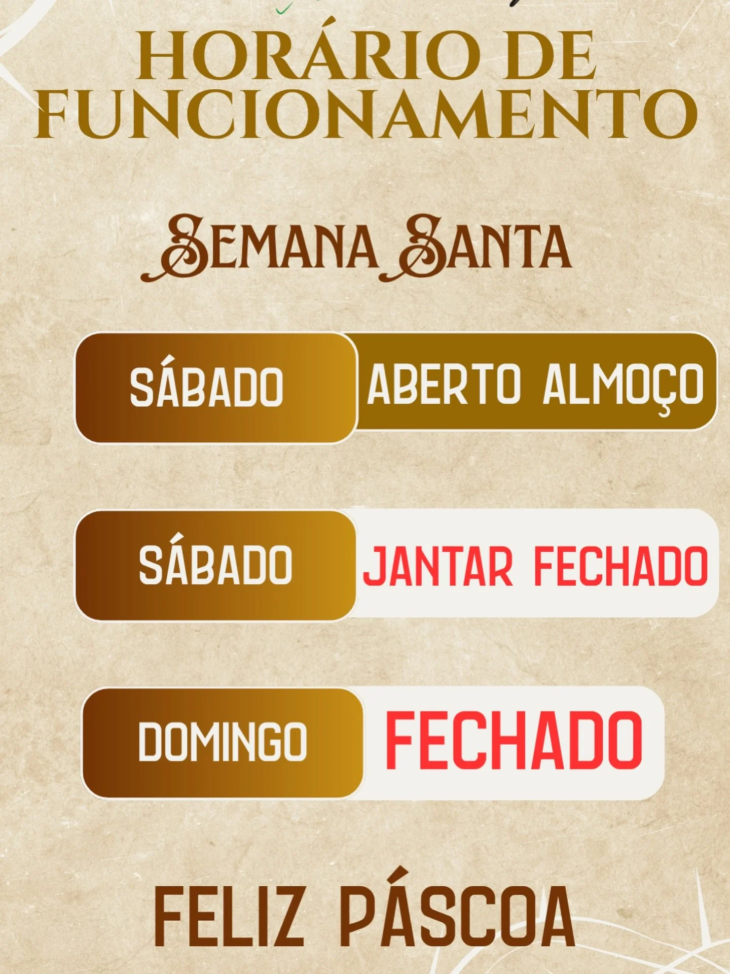 👉 Surubim na Chapa informa 👇
Neste s&aacute;bado estaremos atendendo apenas no almo&ccedil;o 🍽️
N&atilde;o abriremos no jantar.
Domingo estaremos fechados.