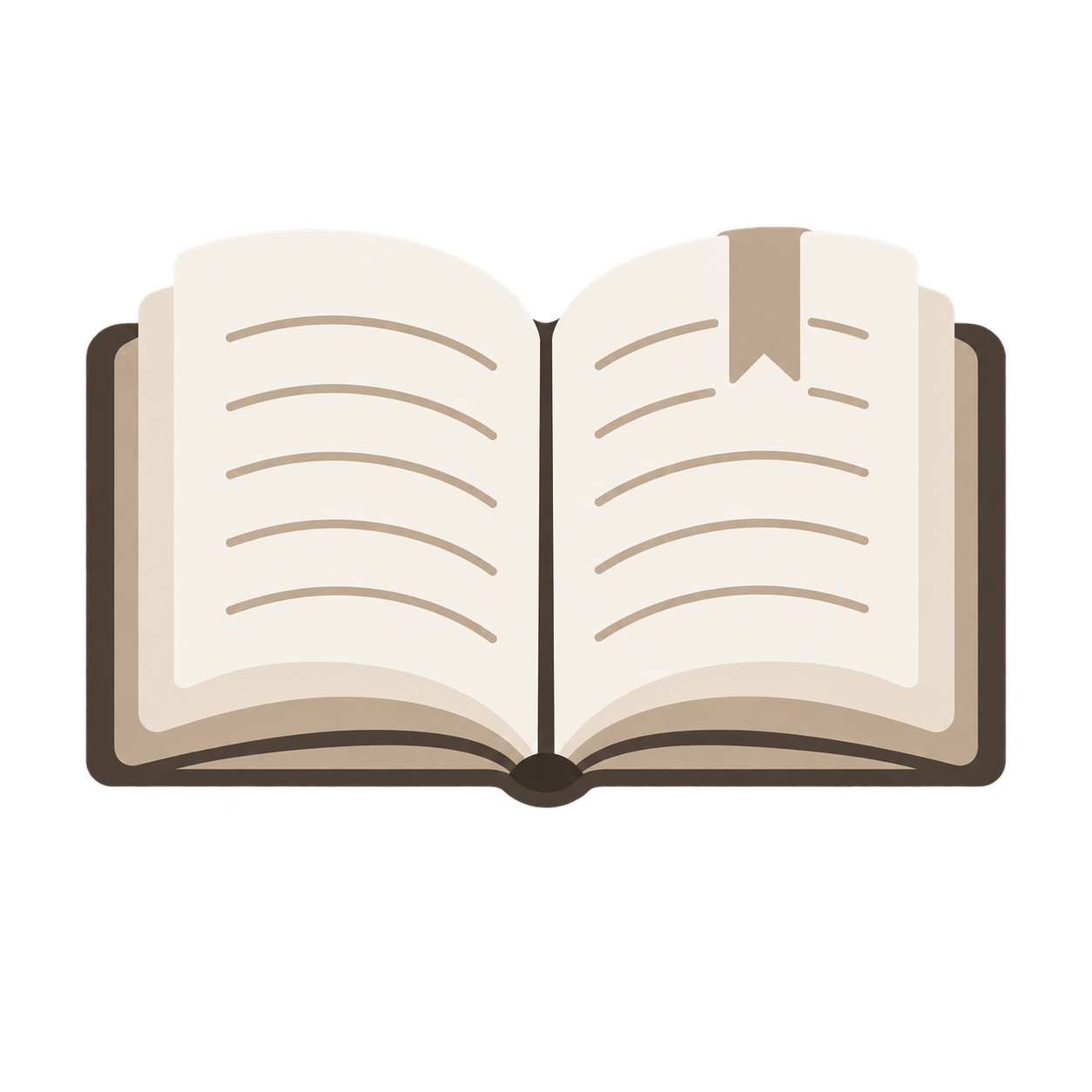 An open book with a bookmark.