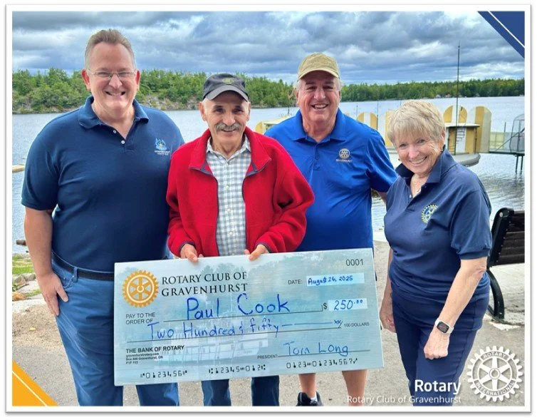 Paul Cook wins $250 in our first early bird prize of the Rotary 50/50 Draw
