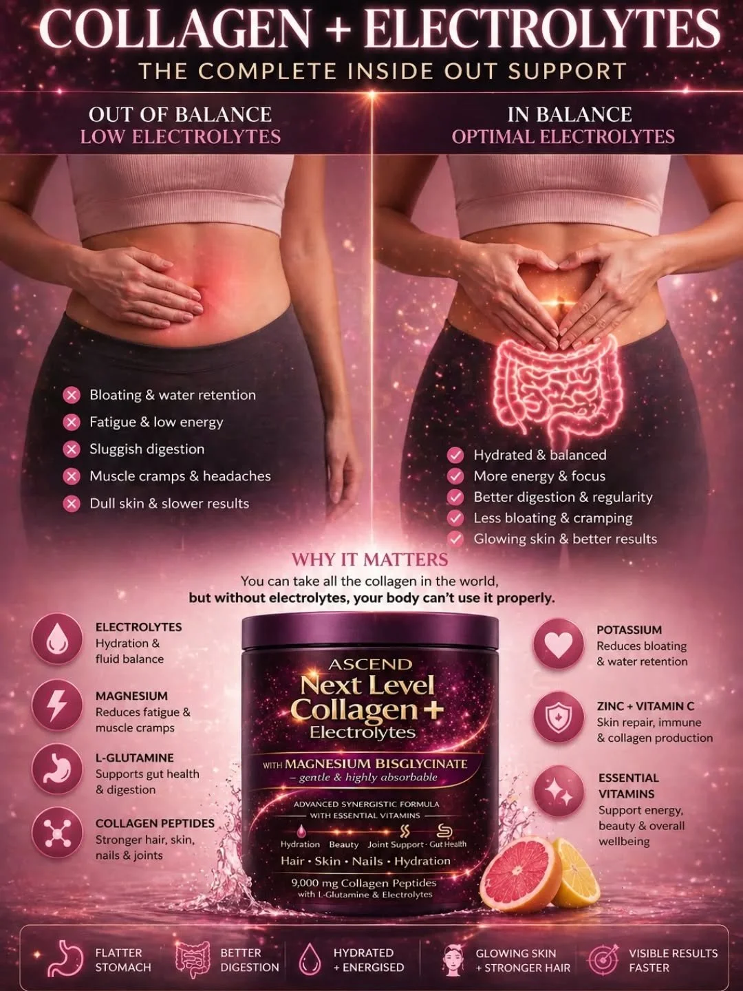 ELECTROLYTES&hellip; WHY YOU STILL FEEL BLOATED
It&rsquo;s not always fat 👀

It&rsquo;s what your body is missing&hellip;

💧 Electrolytes = hydration, balance, energy (magnesium, potassium, sodium)

🚨 LOW LEVELS = ❌ Bloating
❌ Water retention
❌ Sl