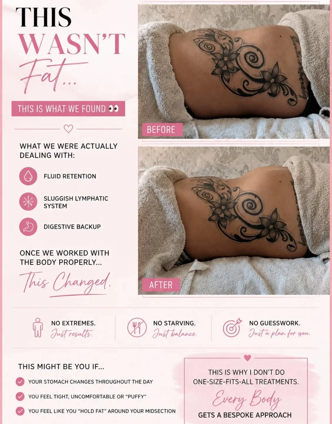 YOU THINK IT&rsquo;S FAT&hellip;
IT&rsquo;S NOT 👀

This is what we found....

Fluid. Lymph. Gut.

Message &ldquo;RESET&rdquo;