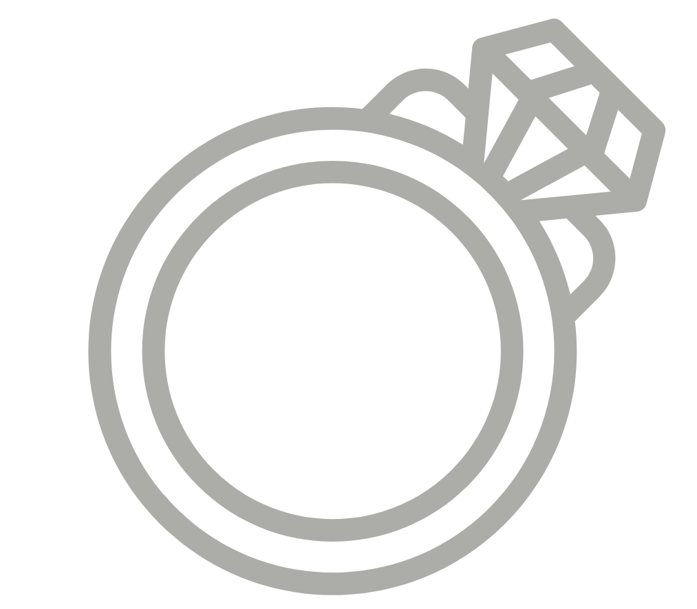 Gray outline of a ring with a large gemstone