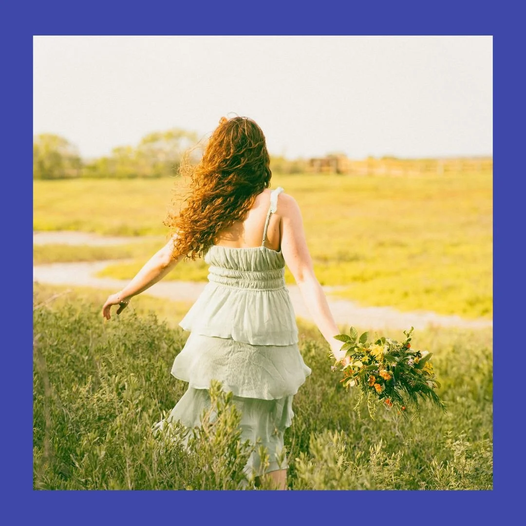 Person walking across a field in Arkansas to reduce anxiety through rhythmic movement.
