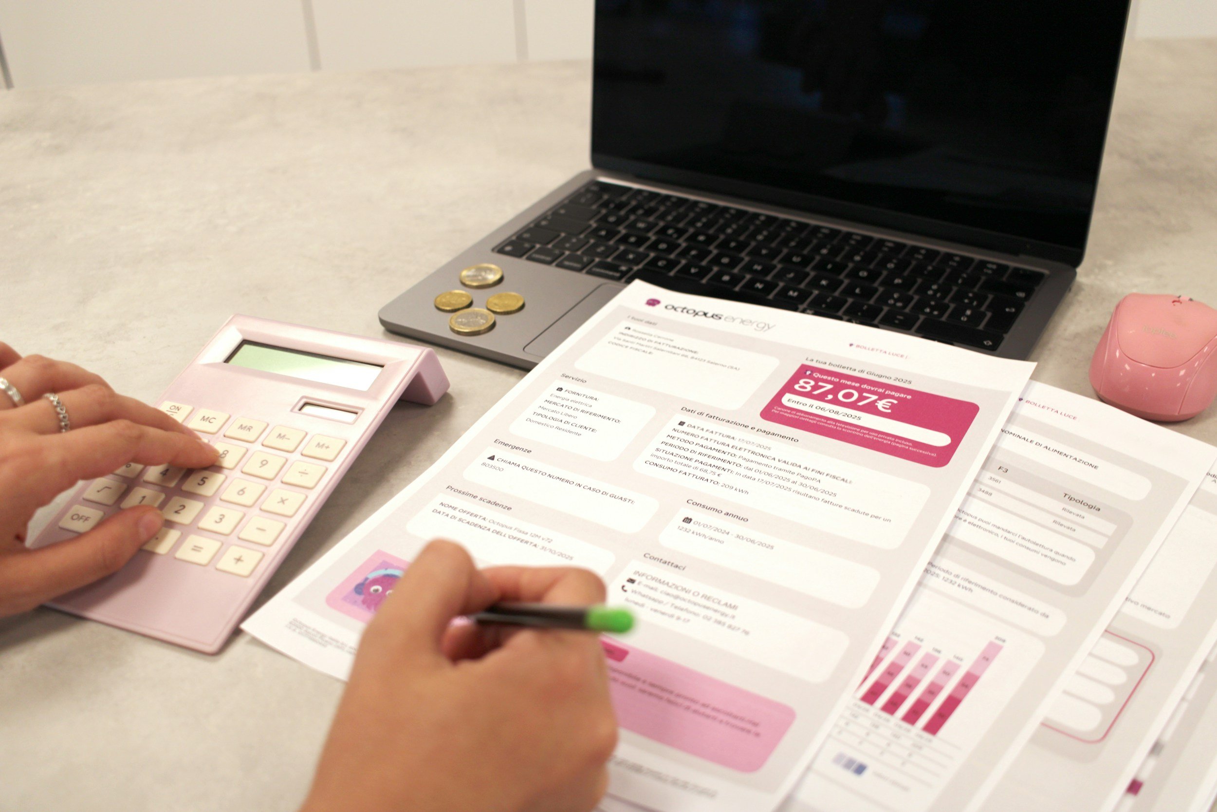 Person budgeting or planning finances for therapy sessions