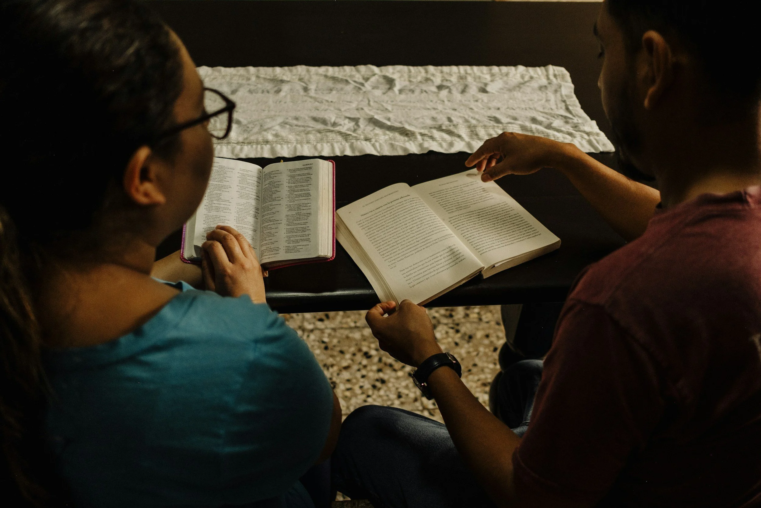 Couple practicing faith based counseling techniques