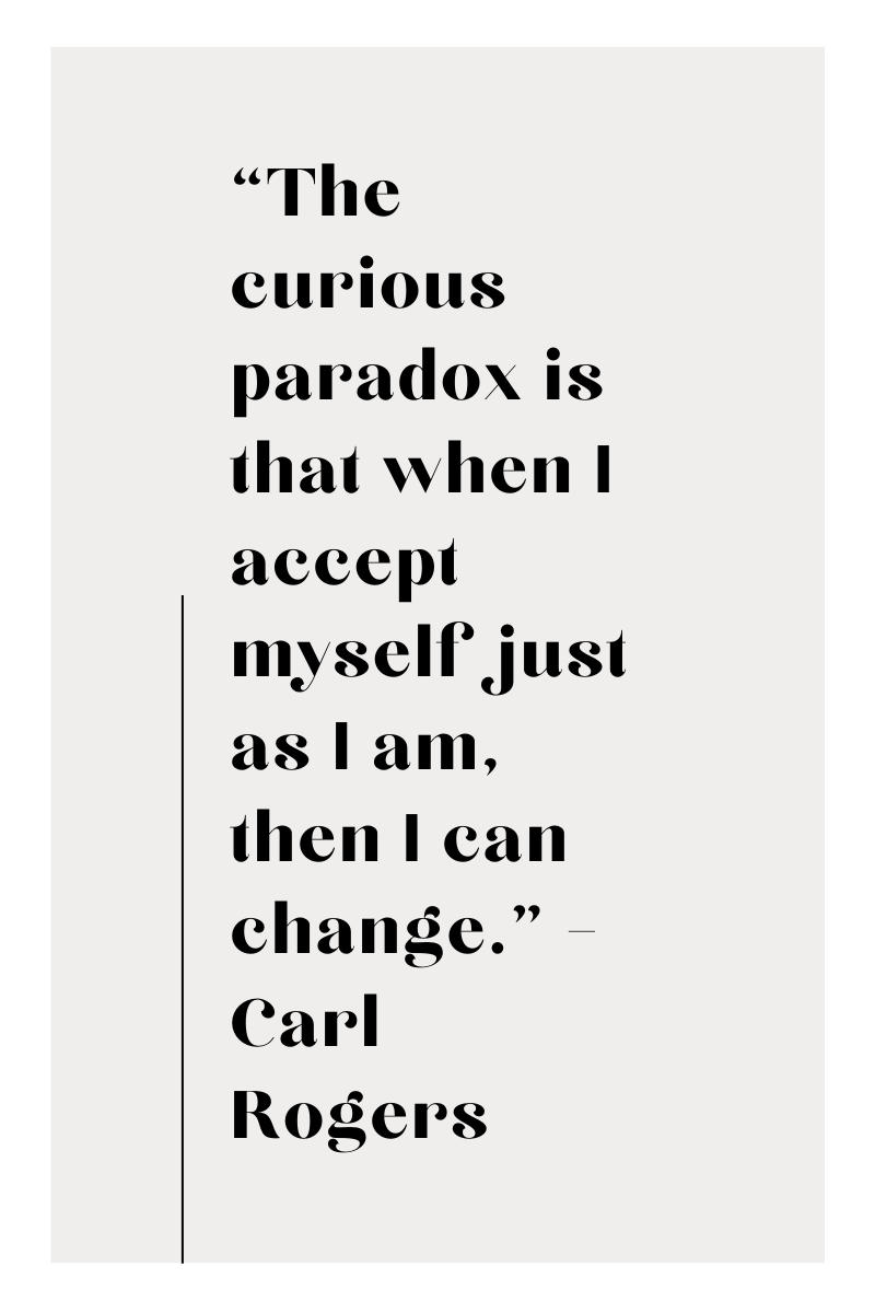 “Quote by Carl Rogers about self-acceptance used in person-centered therapy in Little Rock counseling clinic.”