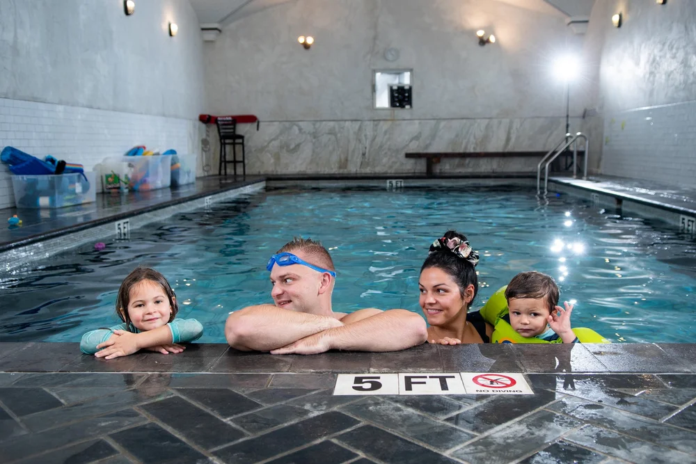 Family enjoying recreational swimming together at Monmouth Squash & Swim