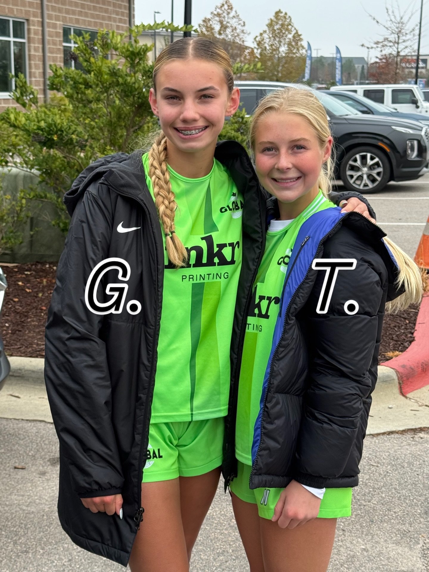 Gianna and Taylor - NCFC Showcase. Club mates and teammates.  Life and football are good.