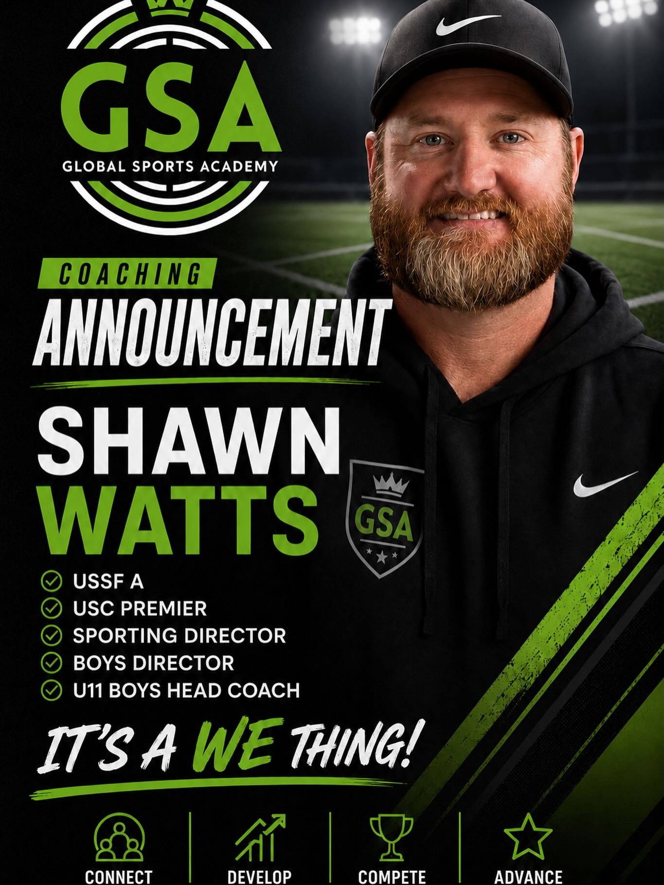 Shawn Watts, GSA Co-Founder, Boys Director, is the U11B Technical Lead for the 2026-2027 Season.  Michael Mollay, GSA Co Founder, &ldquo;Shawn is my dear friend and simply the best coach in Idaho.&rdquo; TODAY IS ALSO SHAWN&rsquo;S BIRTHDAY!!! HAPPY 