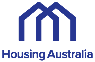 Housing Australia logo with a stylized blue house and the company name beneath it.