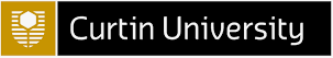 Curtin University logo with gold shield and black background