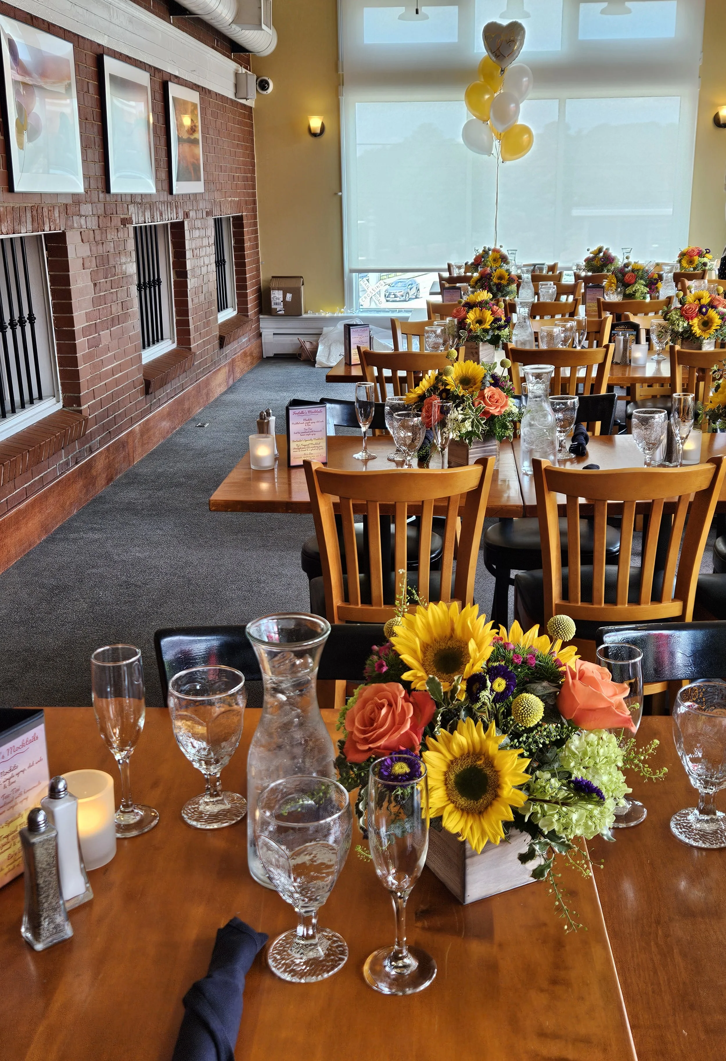 Custom sunflower table centerpieces for an event