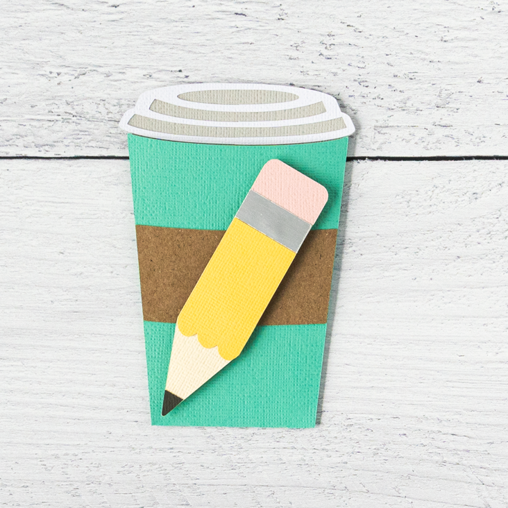 Pencil Coffee Cup Gift Card Holder Assembly