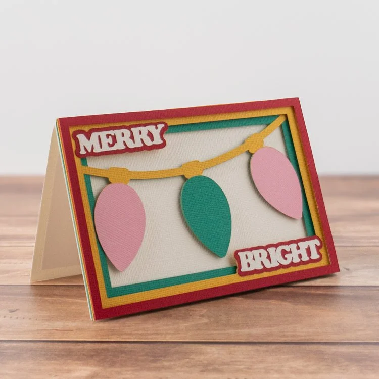 Merry &amp; Bright Christmas Lights Shadowbox Card Assembly