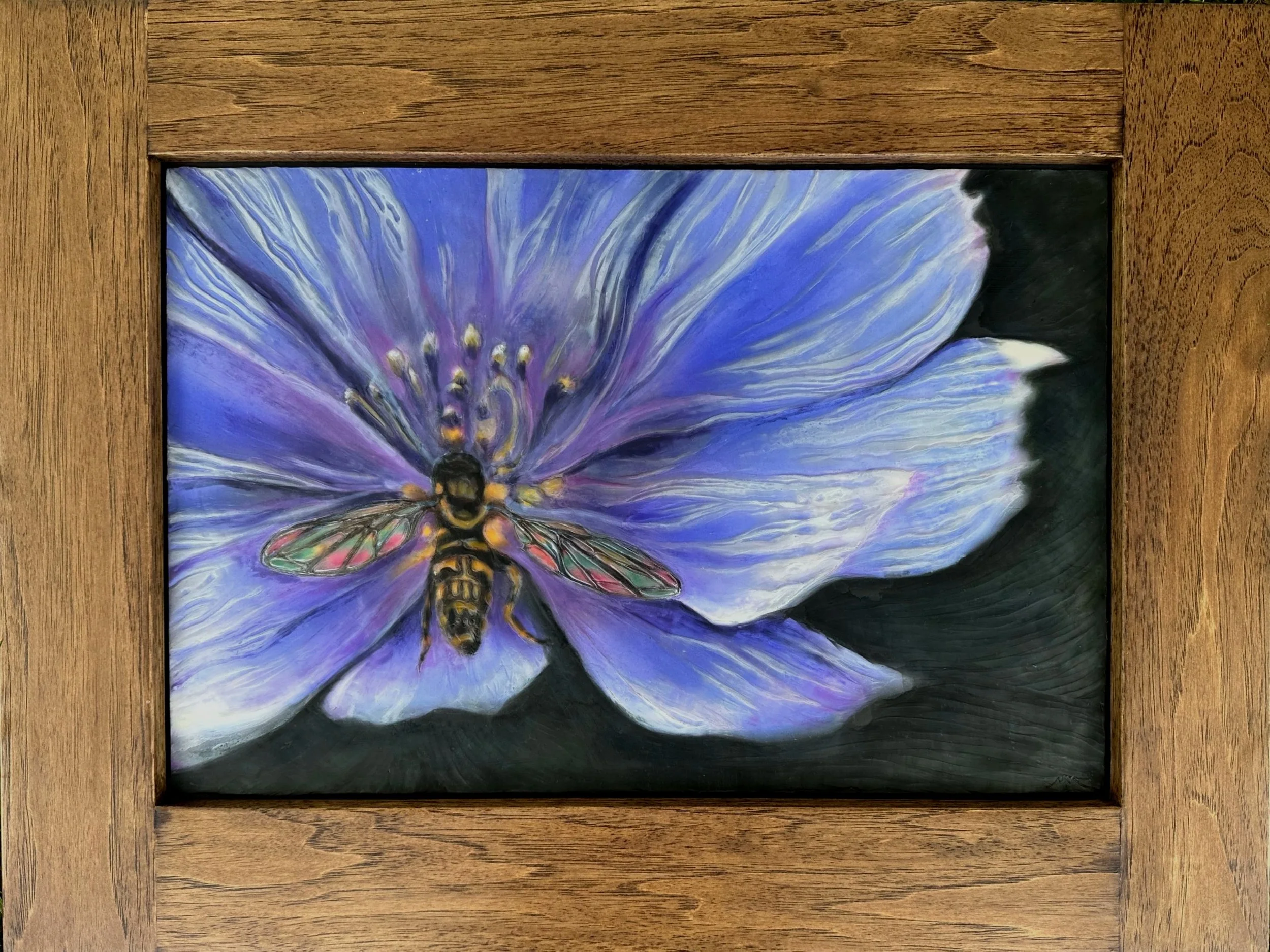 chicory flower with tiny bee