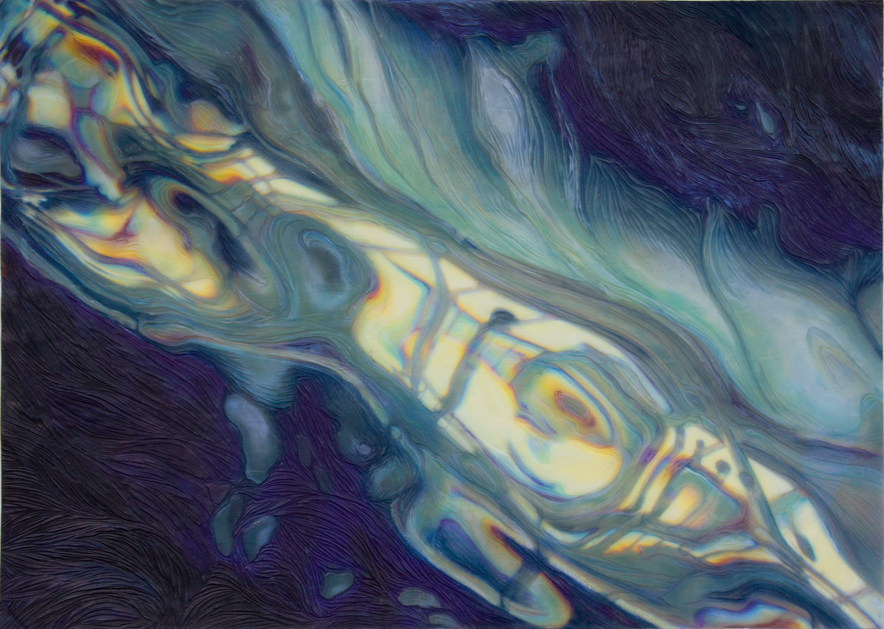 reflection on water, carved in wax