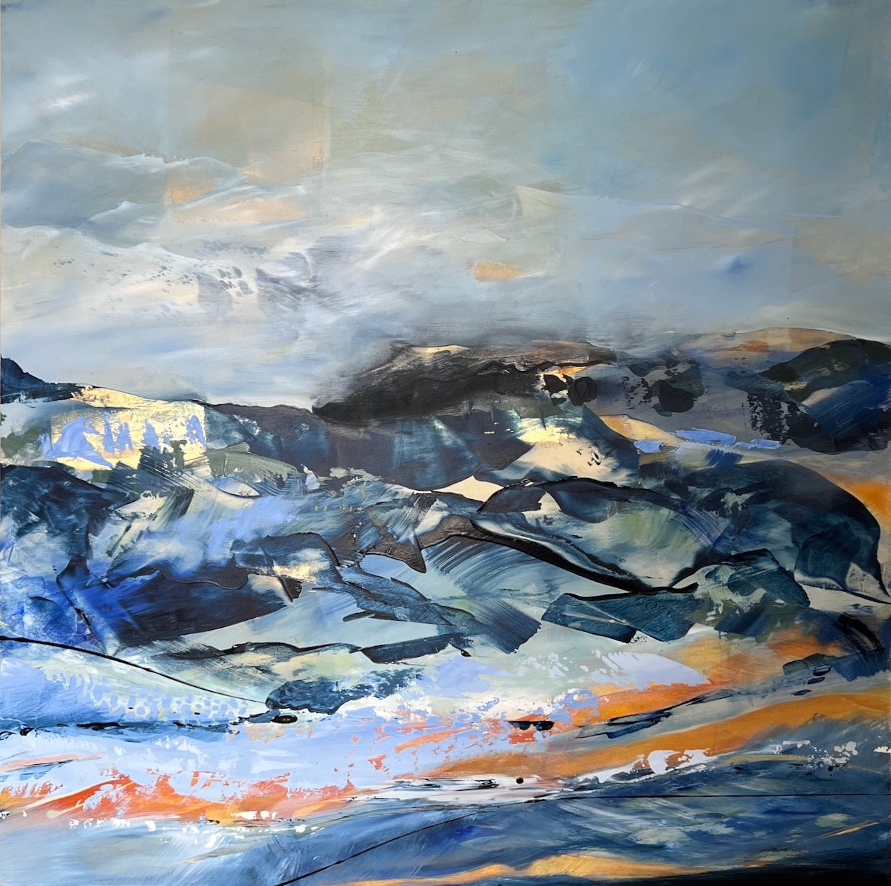 Susan-Frankl-Tumbling-Acrylic with gold leaf on board 2025.jpeg