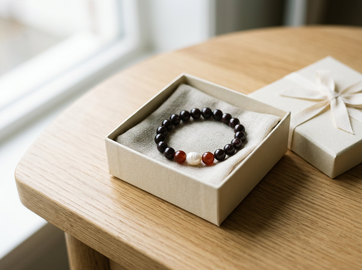 Red Jasper, Smoky Quartz & Garnet Healing Bracelet – Natural Gemstone Mala Beads