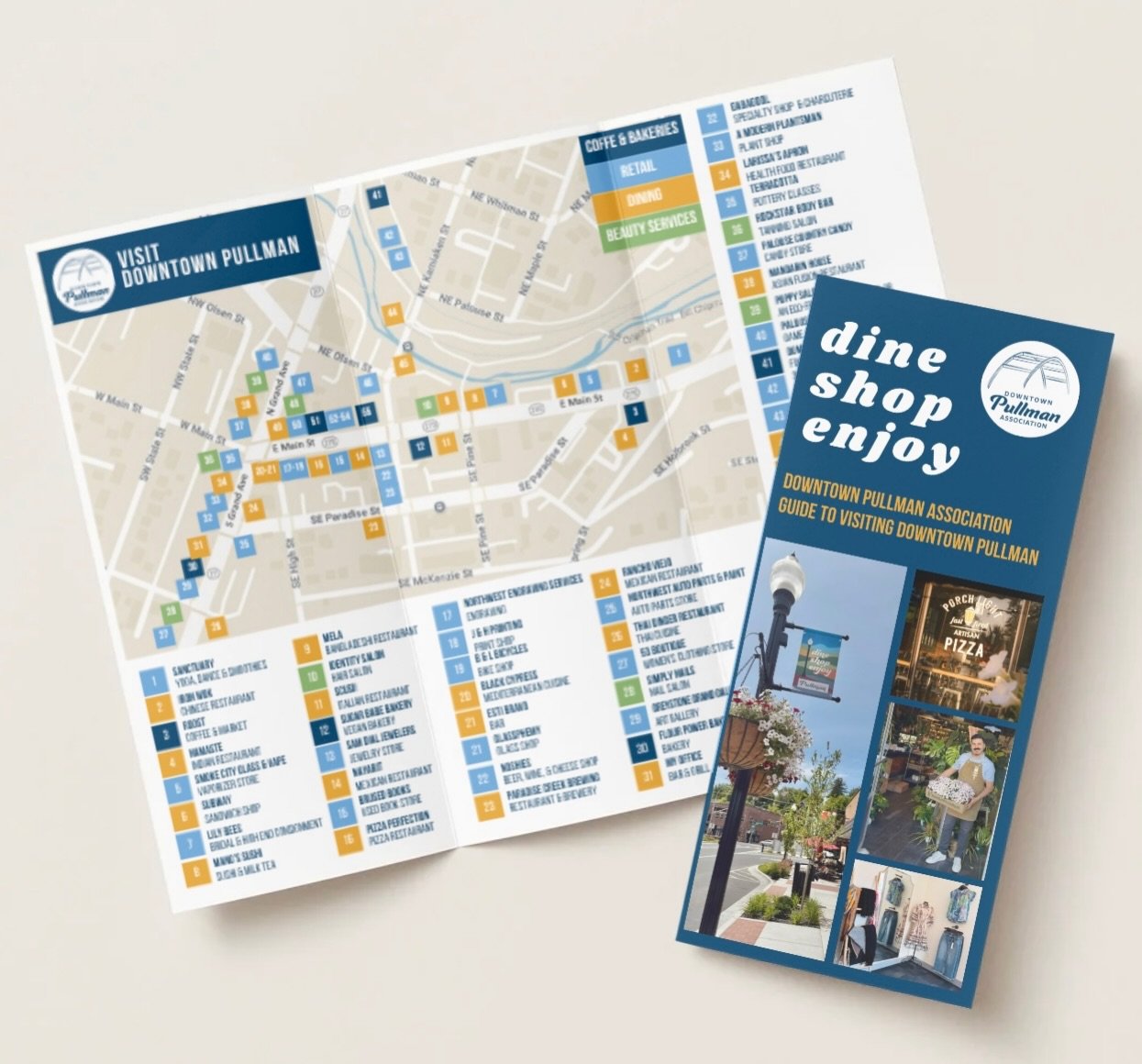 🗺️👀 Have you seen our Visit Downtown Pullman map yet?

Retail, dining, coffee shops and bakeries, plus beauty services, all in one place 💙

Perfect for visitors, those new in town, or anyone looking to explore and enjoy downtown a little more.

🔗