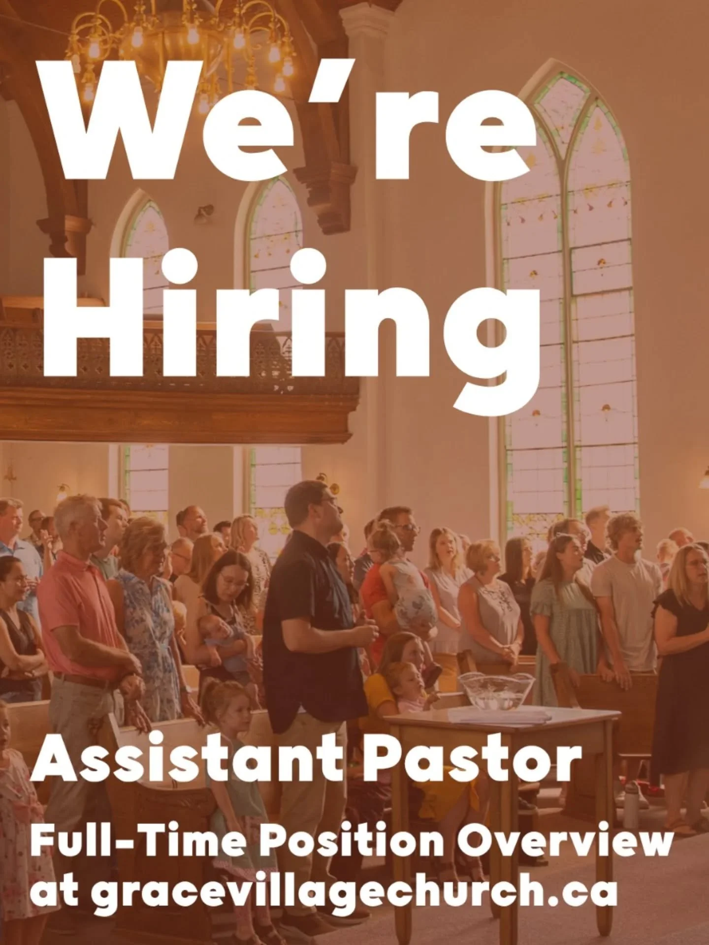 We are hiring! Please see our website for the full job description for an Assistant Pastor.