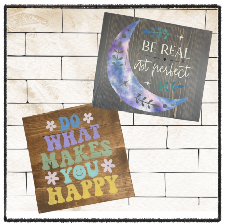 Farmhouse Planked Sign  
Stain or Paint Base & Stencil design.  
14"X14" - $55