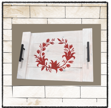 Farmhouse Table Tray 
Stain or Paint Base - Stencil Design
20"x14" - $65