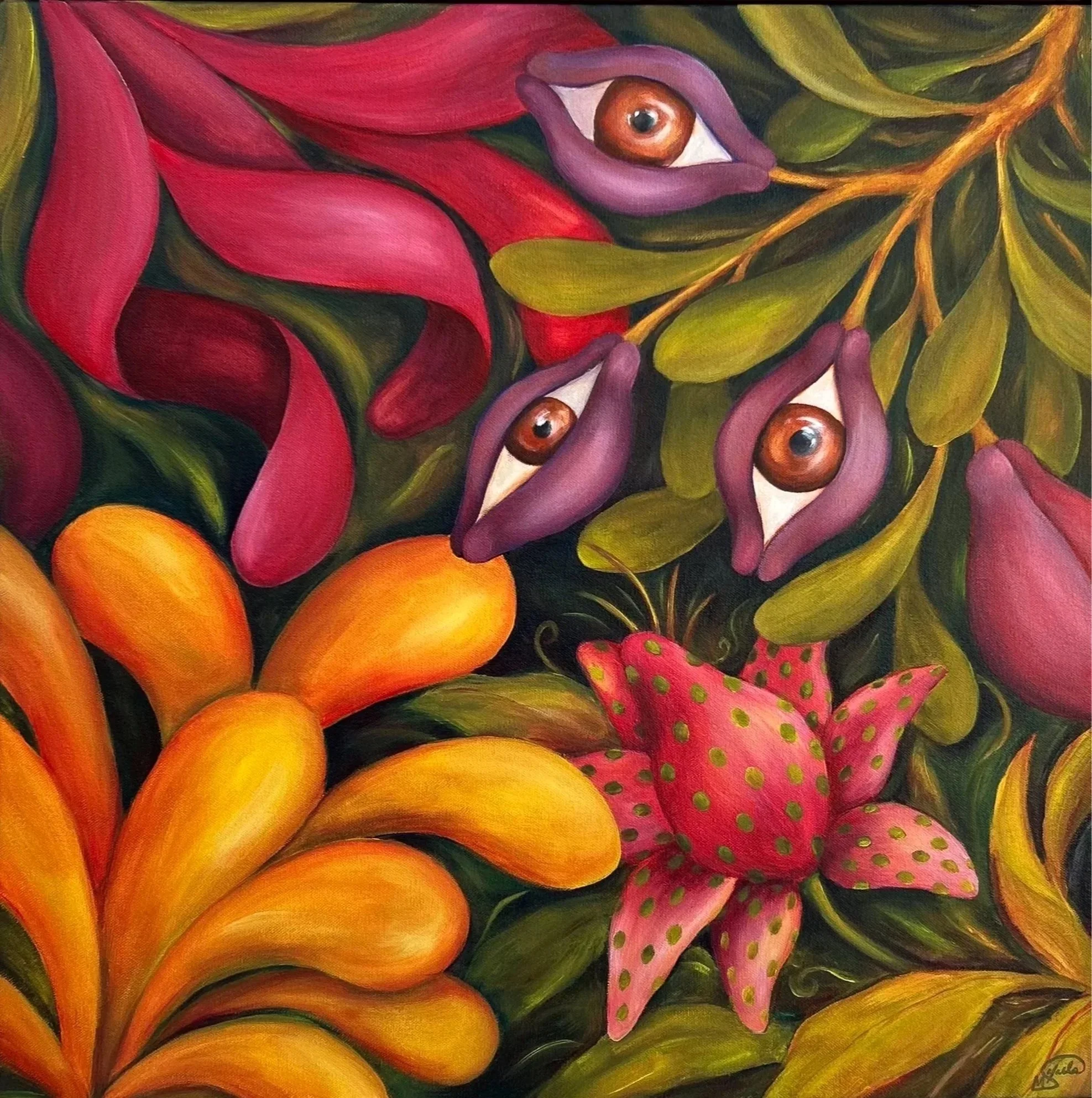 "Gazing Between Worlds", 2025, acrylic on canvas, 60 x 60cm.