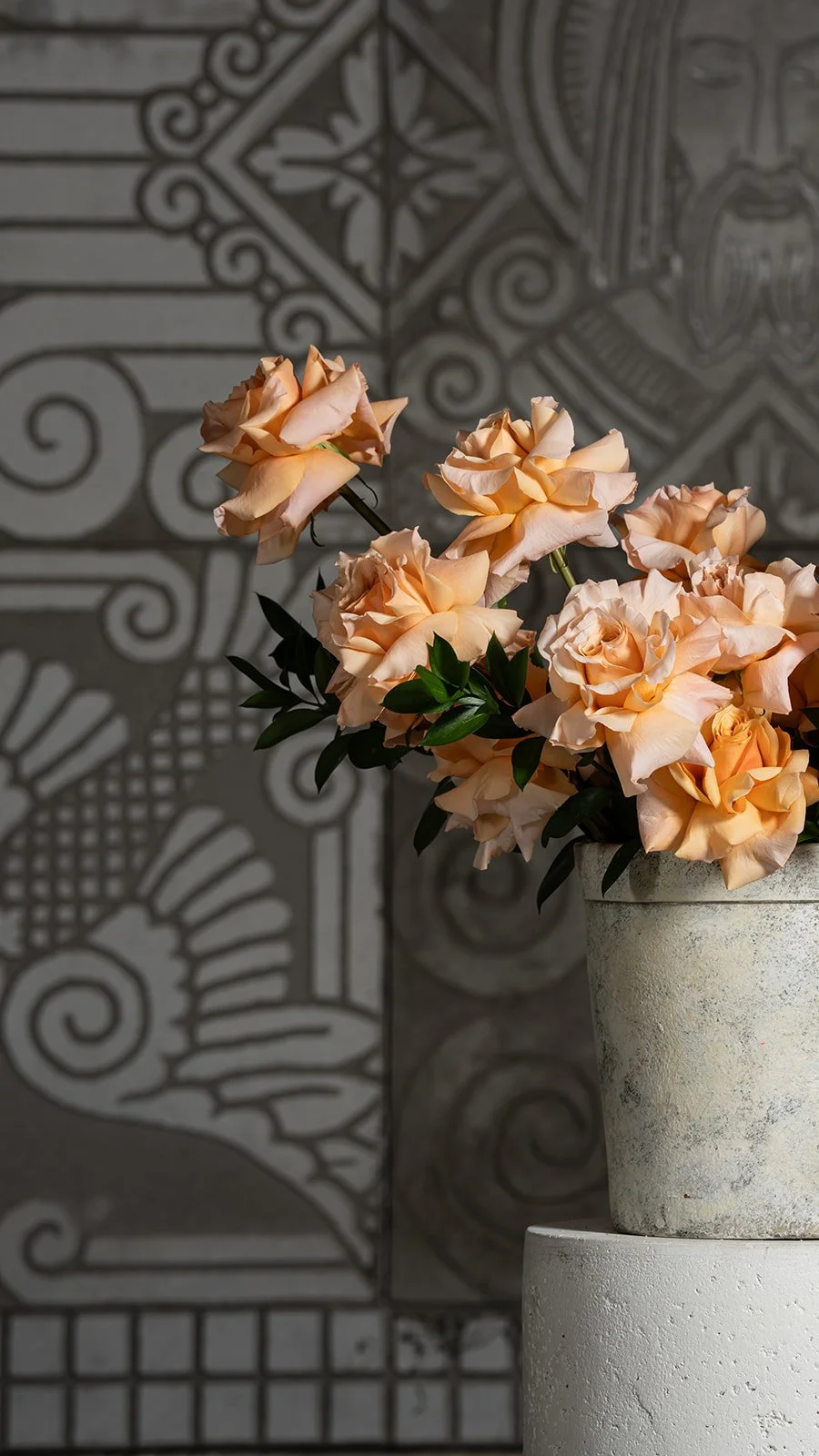 Two dozen reflexed rose arrangement with full open blooms in a lush, romantic and elegant floral design