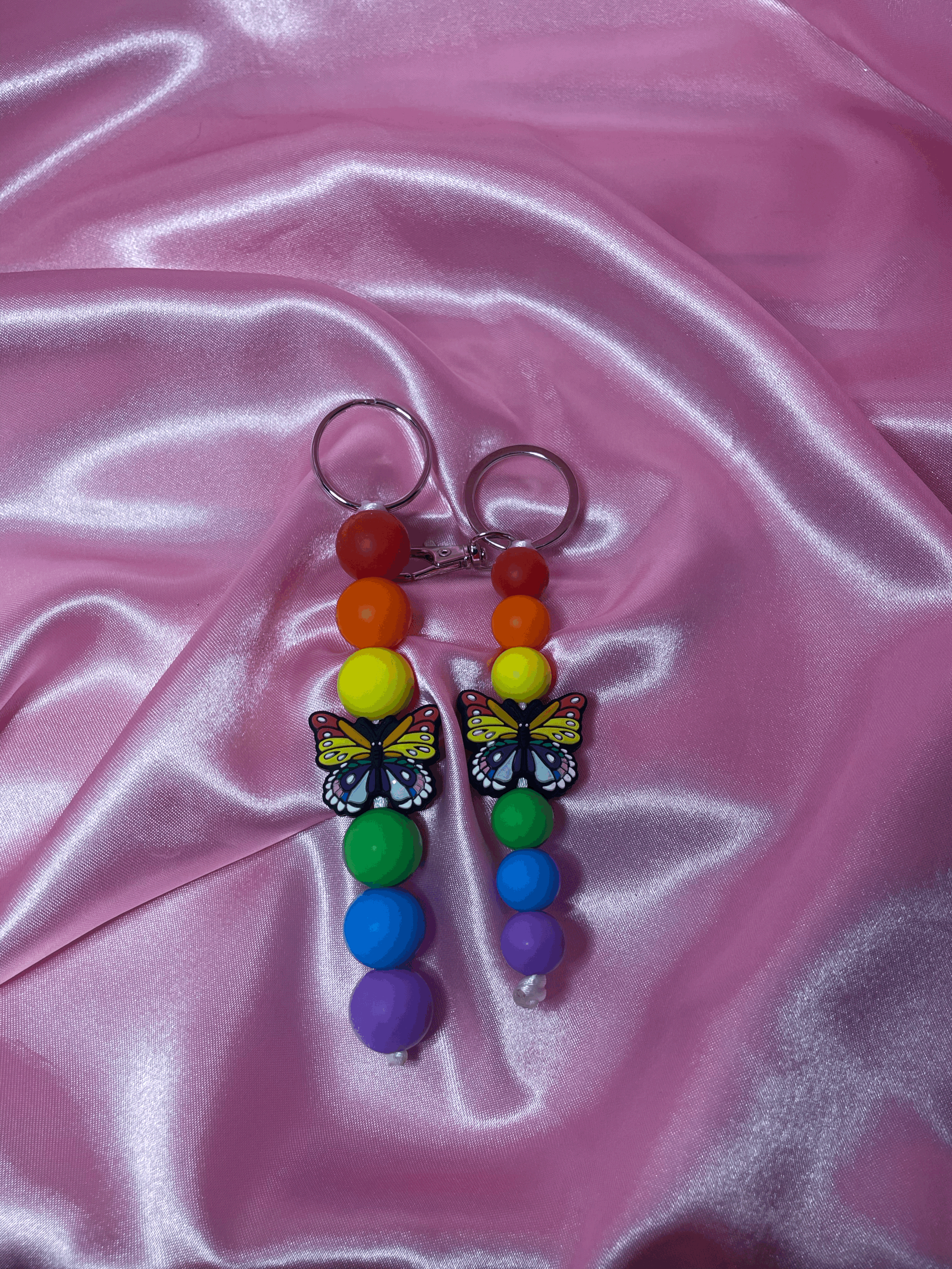 Rainbow Beaded Keychain