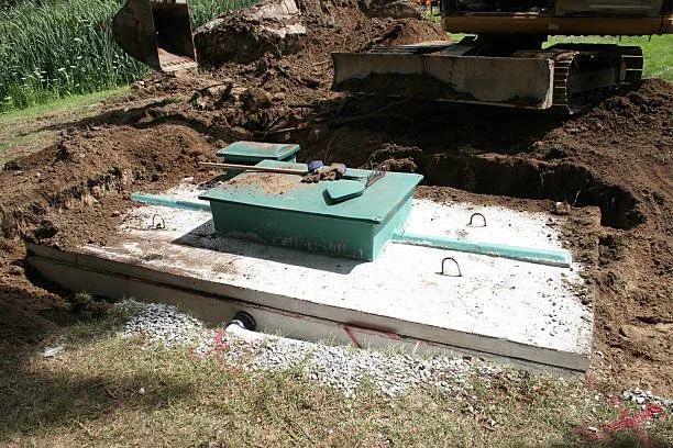 The installation of a septic tank